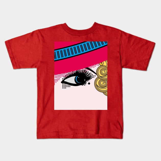 Pop Art Cartoon Girl Eye Red Hat Vintage 1930's Kids T-Shirt by oknoki